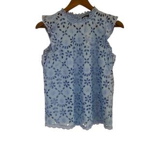 J. Crew Blue Eyelet Sleeveless Top - XS - NWT
